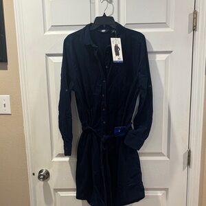 Lands' End Dark Blue Long Sleeve Dress